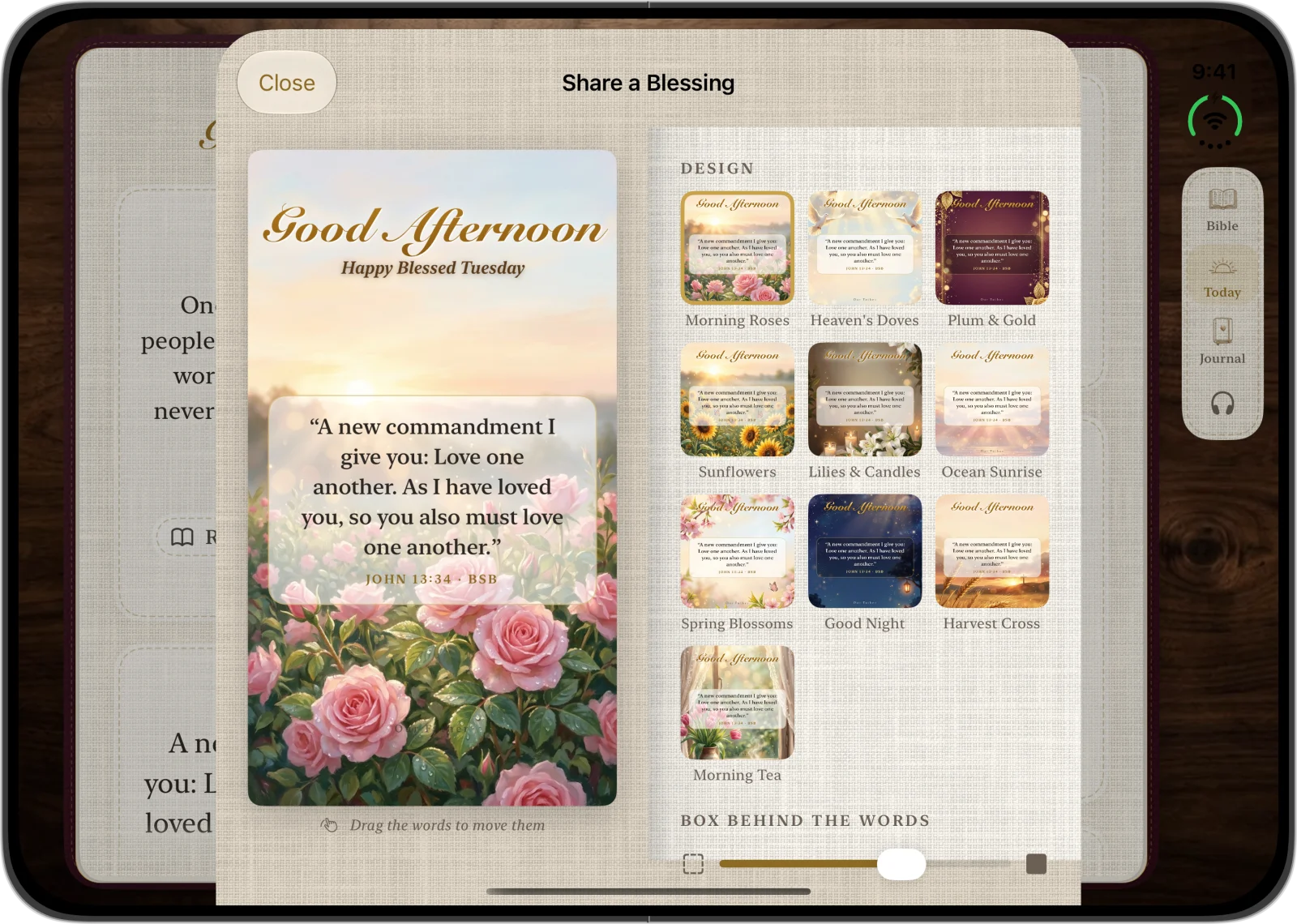 Making a roses blessing card on iPhone Duo