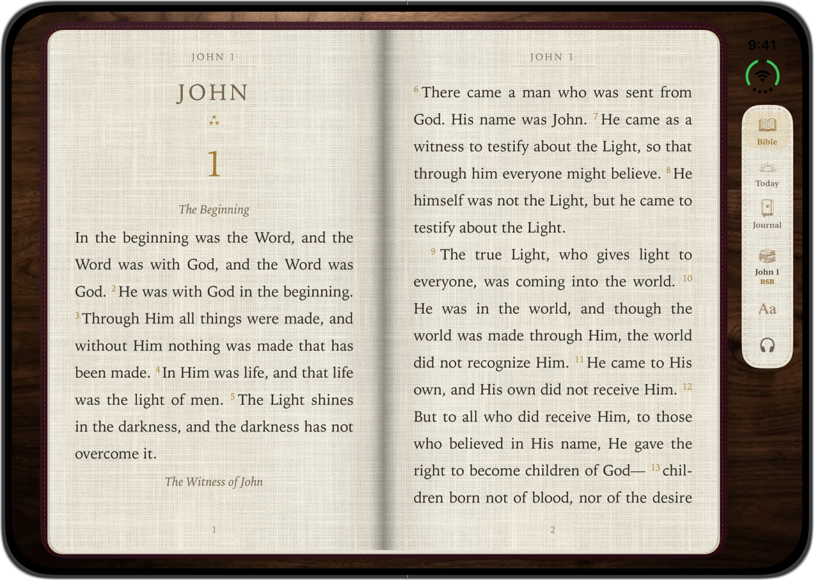 John 1 as a two-page spread on iPhone Duo