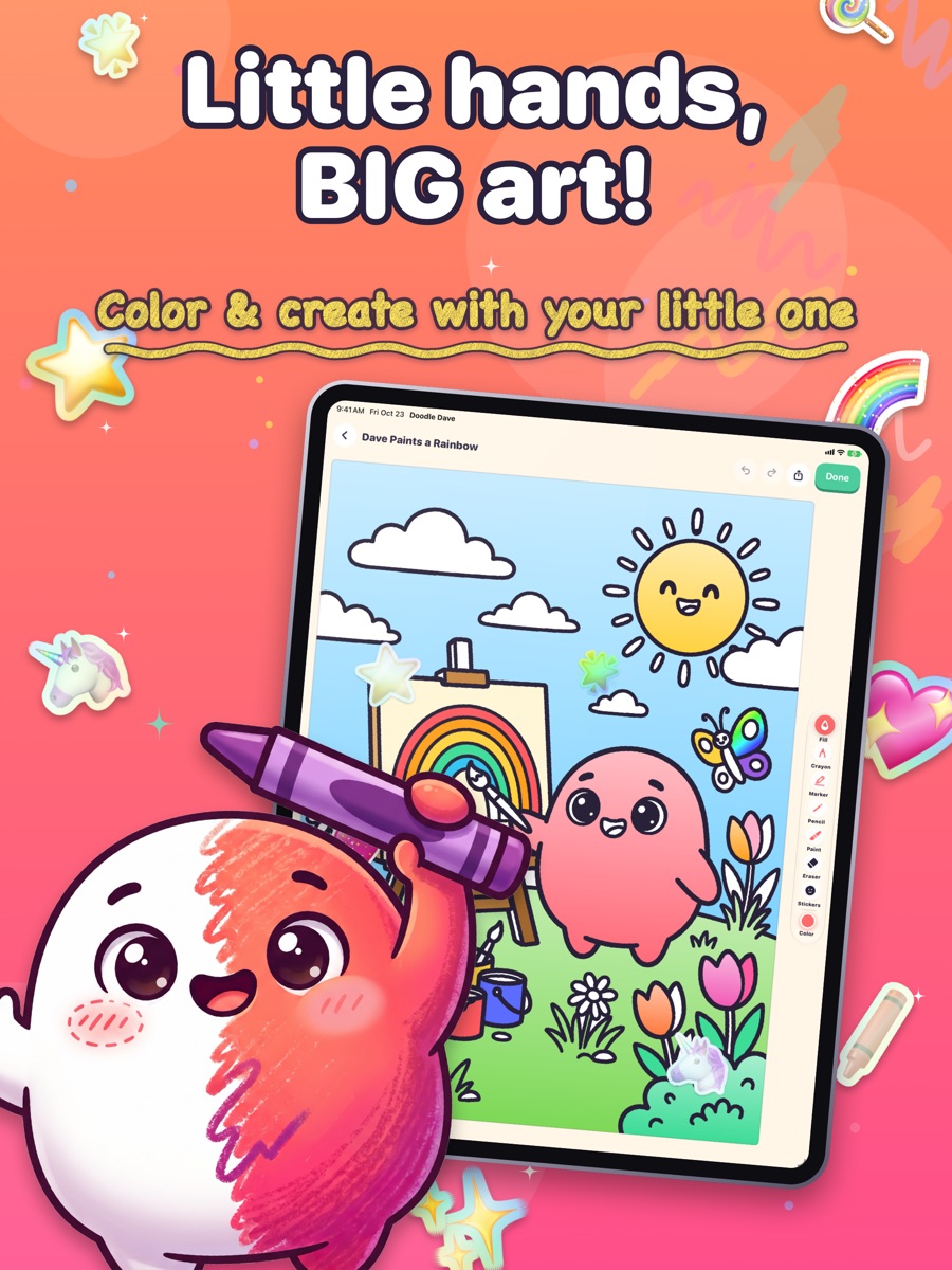 Little hands, big art: coloring on iPad