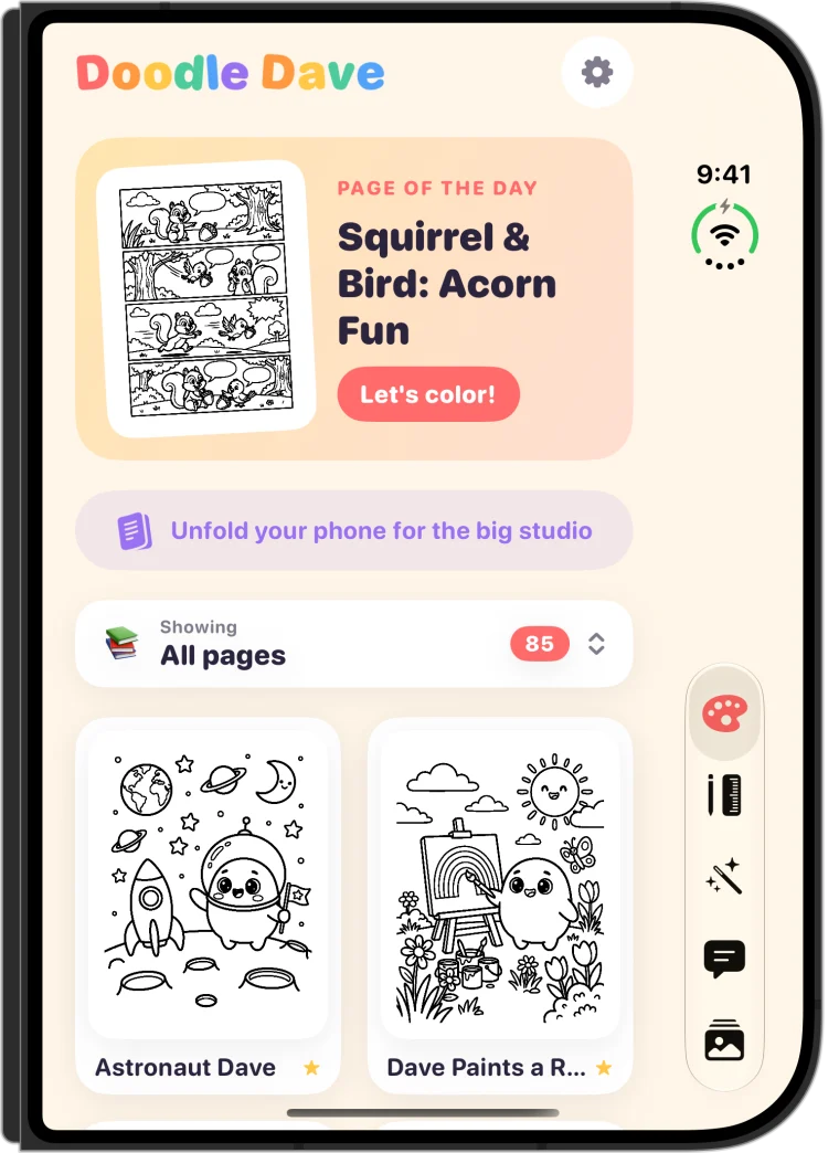 Doodle Dave home on the folded iPhone Duo outer screen