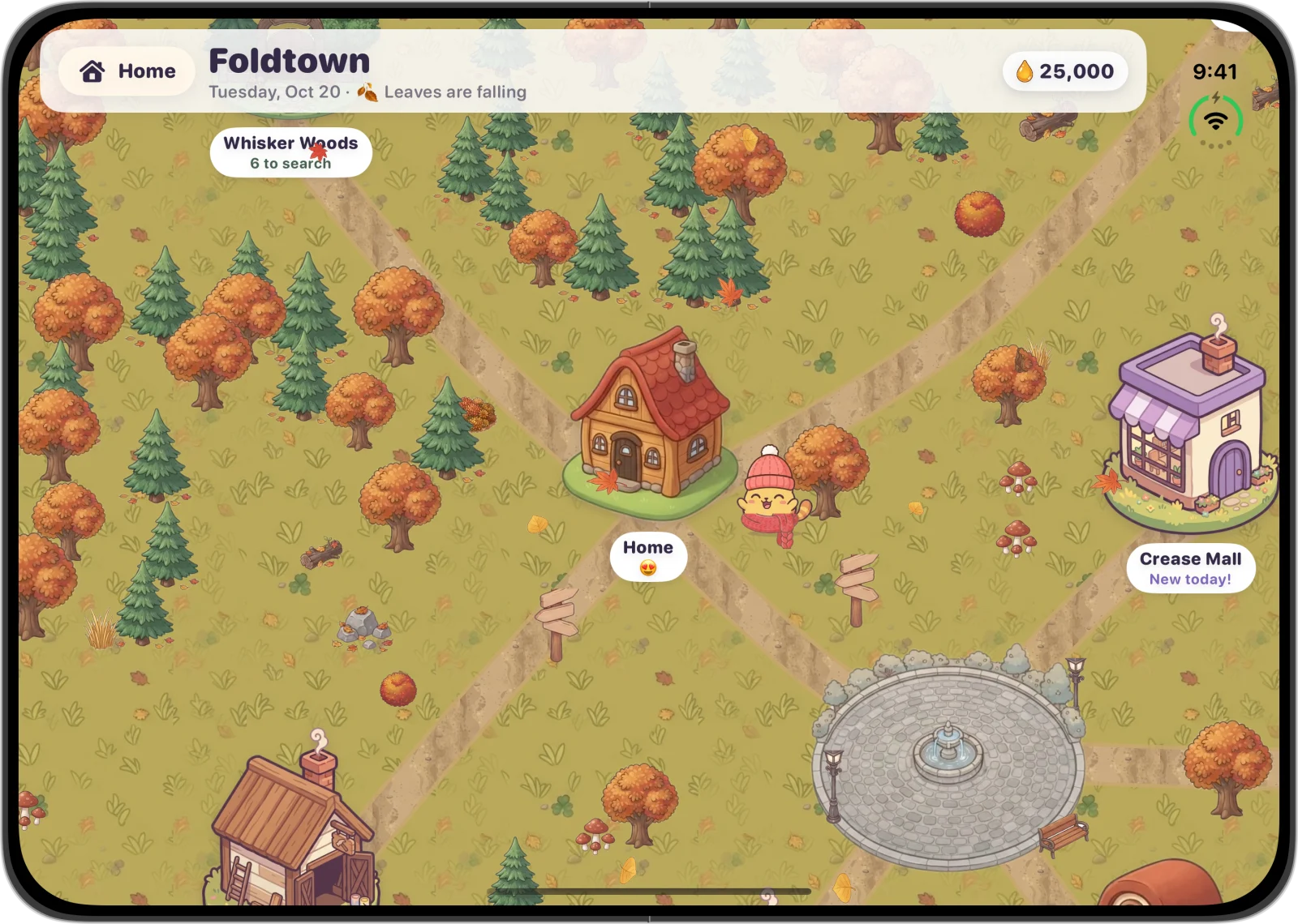 Foldtown, the town map on unfolded iPhone Duo