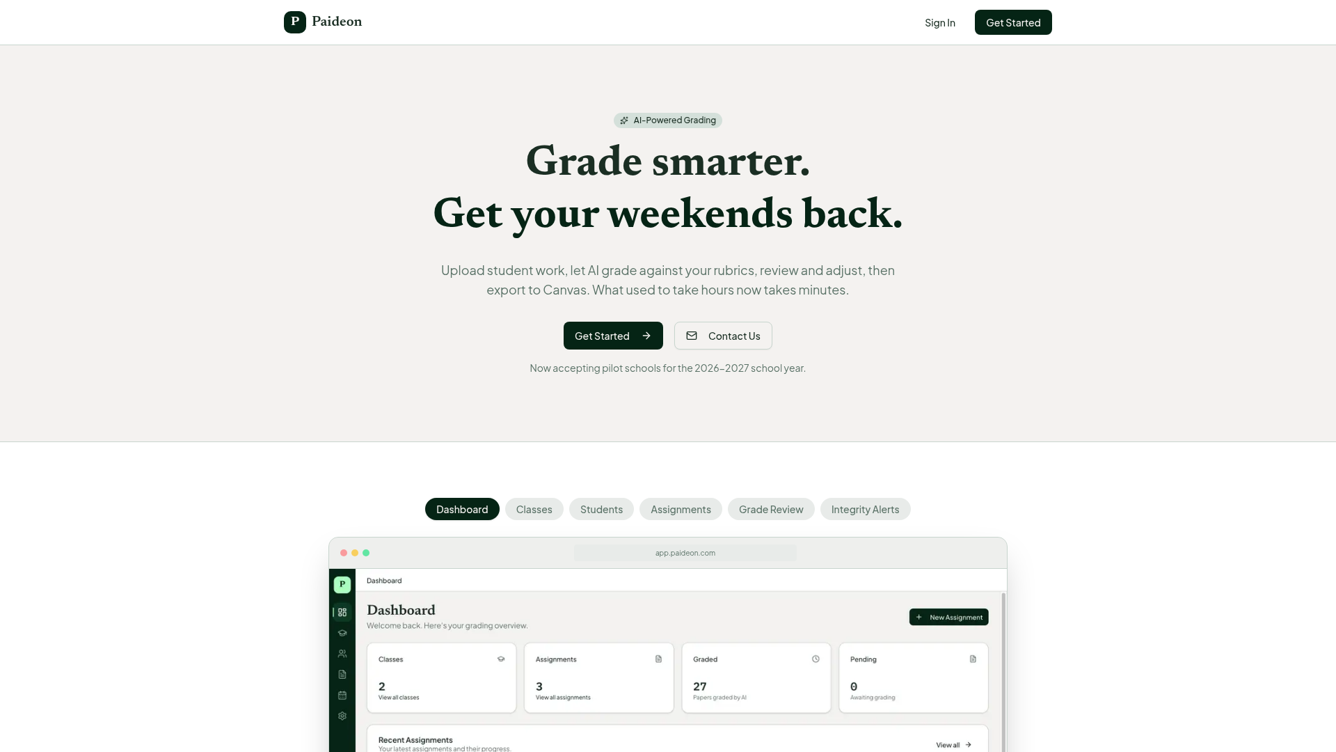 Paideon — AI-powered grading platform for educators