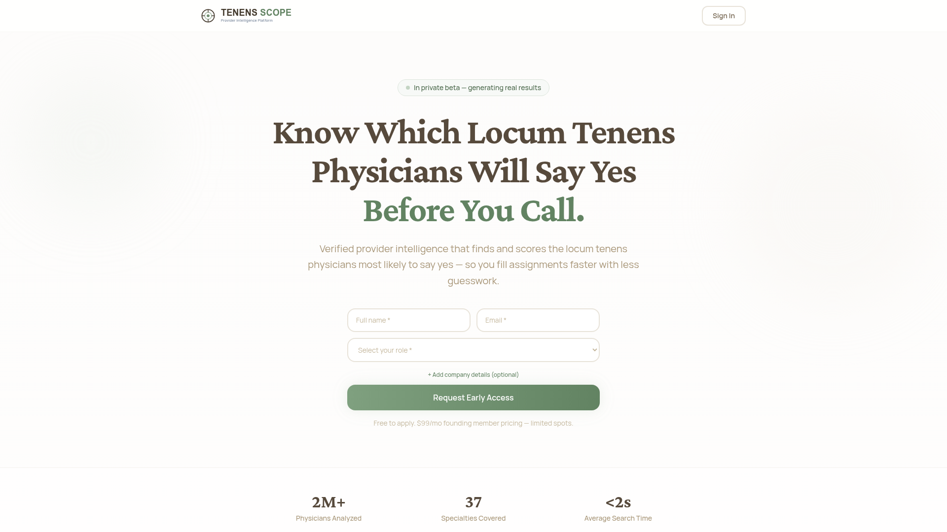 TenensScope — provider intelligence platform for locum tenens recruiters